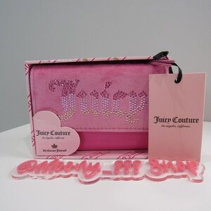 Juicy Couture Rhinestone Velour Be Classic Double Sided Trifold Wallet